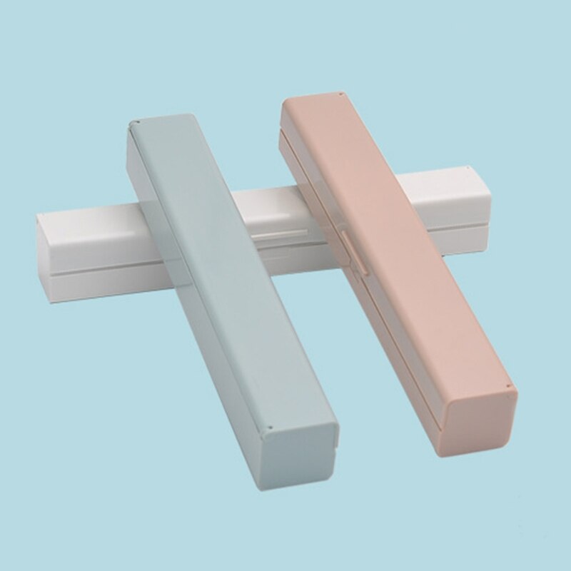 Rectangle Cling Wrap Storage Box with Cutter Plastic Wrap Dispenser 72XF