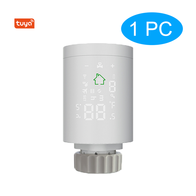 Hapythda Zigbee 3.0 – actionneur de radiateur intelligent, thermostat Programmable Tuya, vanne TRV, contrôleur de température Via Alexa: 1PC Gray