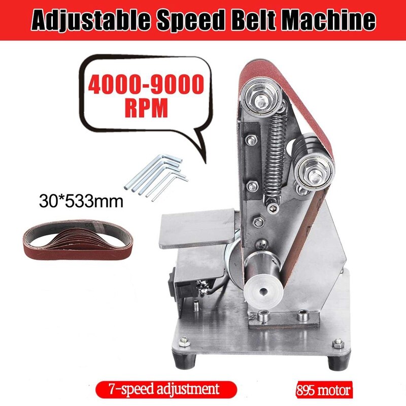 350w mini elektrisk bandmaskin slipmaskin slipning slipning polermaskin slipband slipmaskin gör-det-själv polera skärkanter