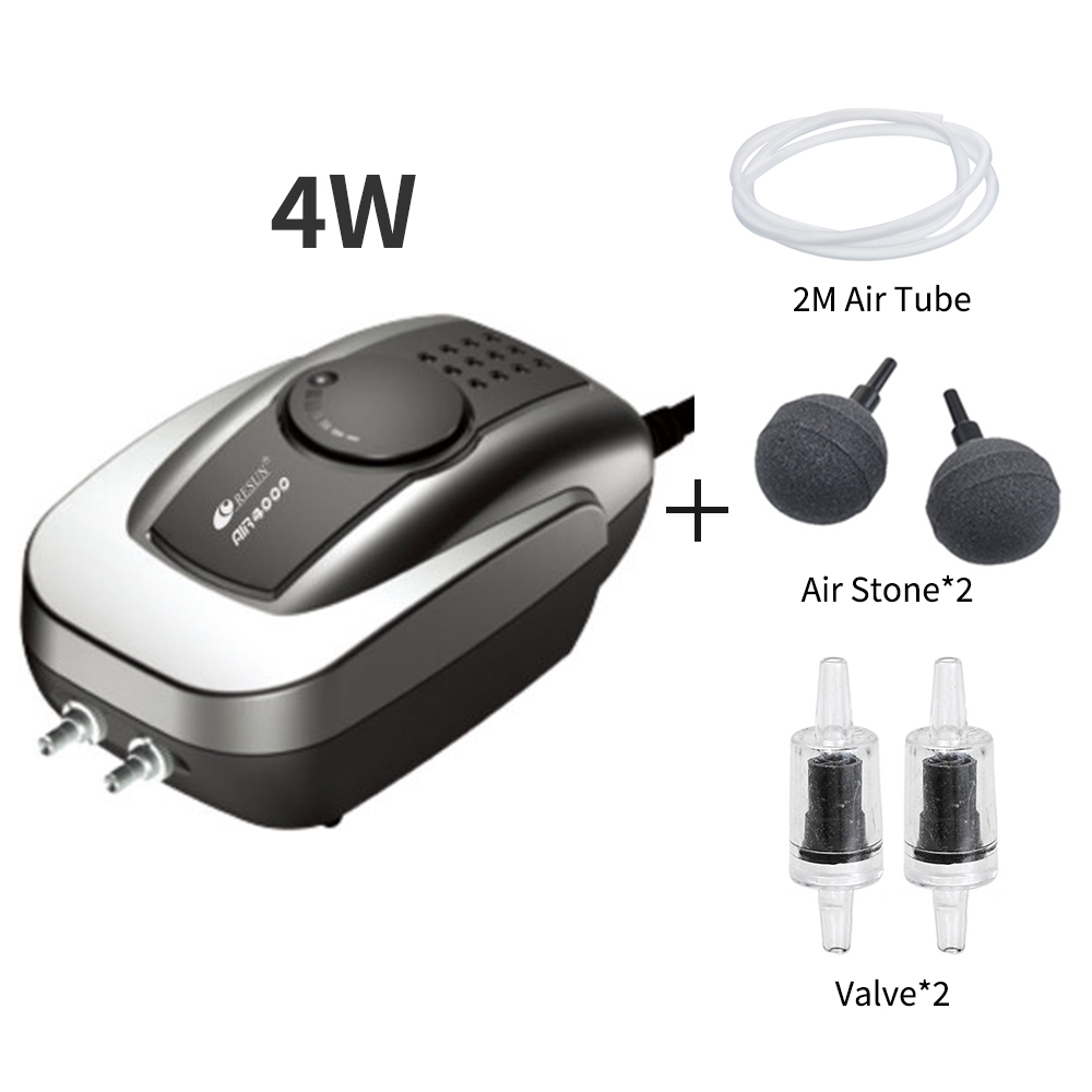 Leistungsstarke Ruhig Aquarium Sauerstoff Luftpumpe Kompressor Aquarium Teich Belüfter Aquarium Air Flow Maker Pumpe Aquarium Zubehör 220V: 4W-TubeStoneValve / EU Plug