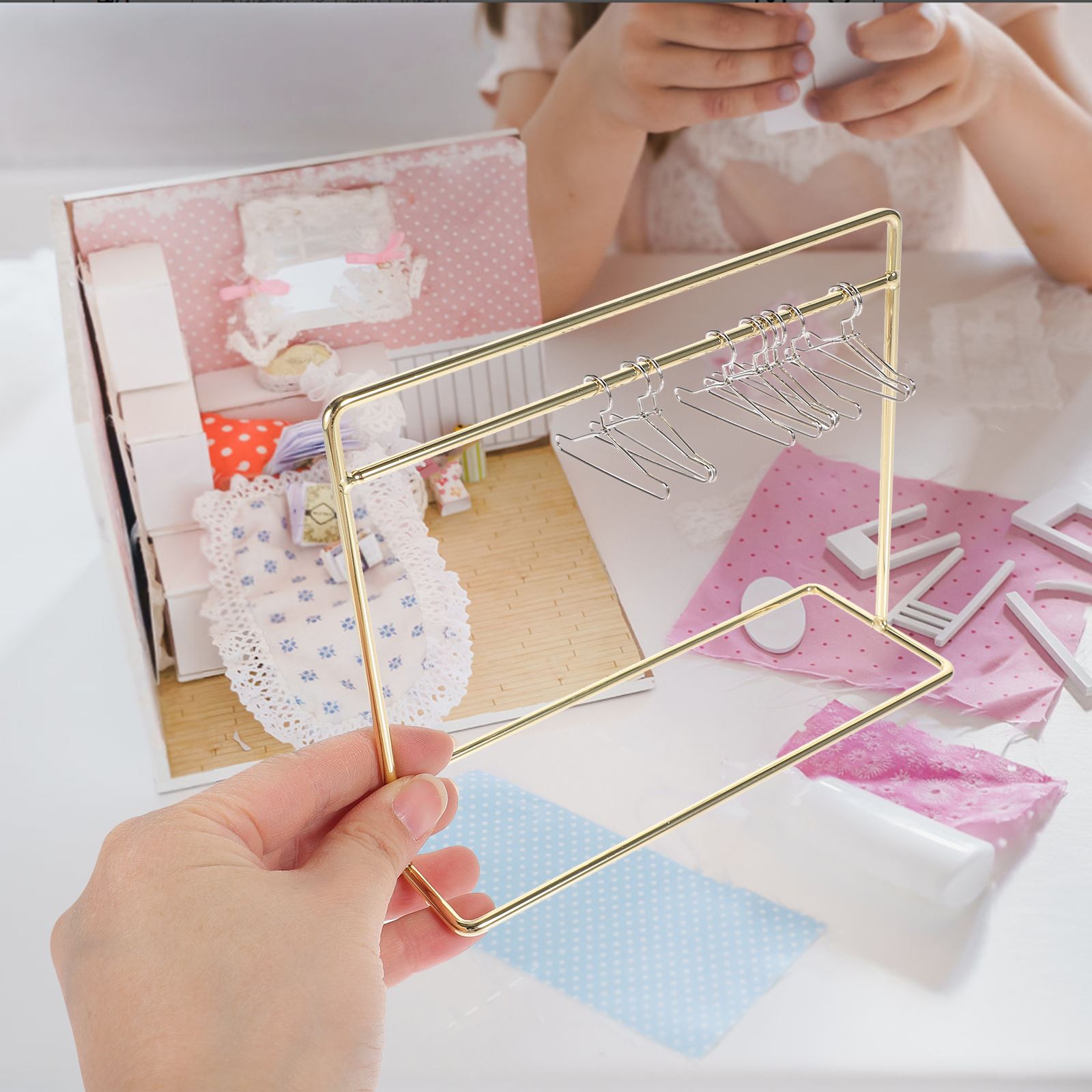 1 sets kledingrek ijzeren mini-droogpaal kledingopslag en displayrek huismeubilair accessoires kinderspeelgoed