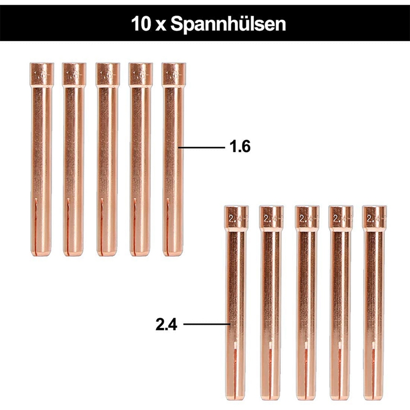 TIG Welding Accessories Set Adapter Sleeves+ Housing+ Ceramic Nozzles+ Tungsten Electrodes For WP-26 TIG Welding Torch