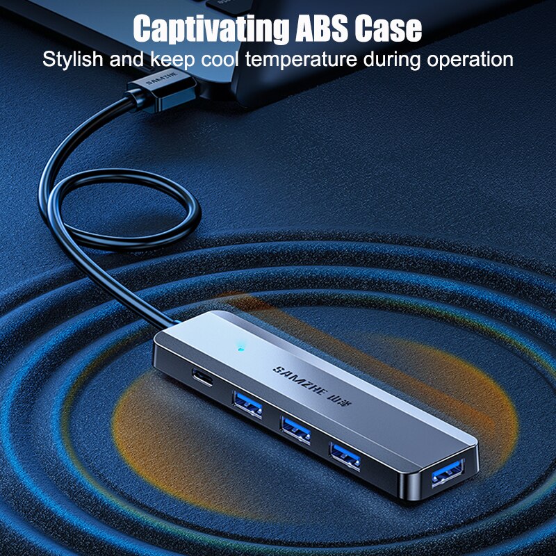 SAMZHE Ultra-thin 5-port USB 3.0 HUB High Speed USB Hub For Multi-device Computer Laptop Desktop PC Adapter