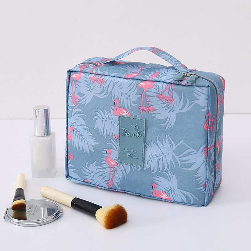 Multifunction Travel Cosmetic Bag Neceser Women Makeup Bags Floral Toiletry Organizer Waterproof Flamingo Storage Make up Cases