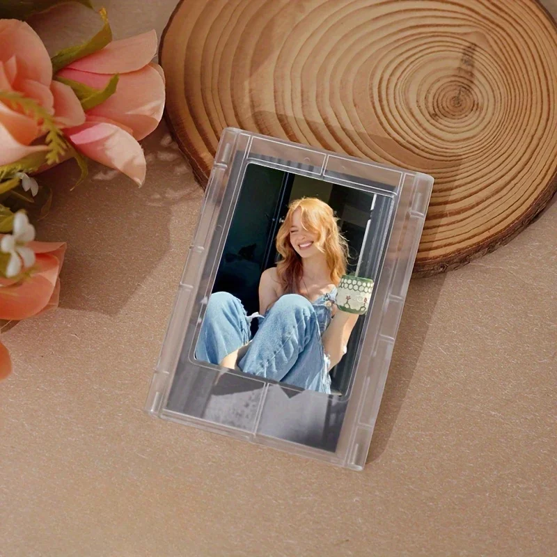 Originalitet kjøleskapsmagnet 3 -tommers bilderamme mini instax fotoalbum liten fotokortholder fotostativ skrivebordsdekor: Burgunder