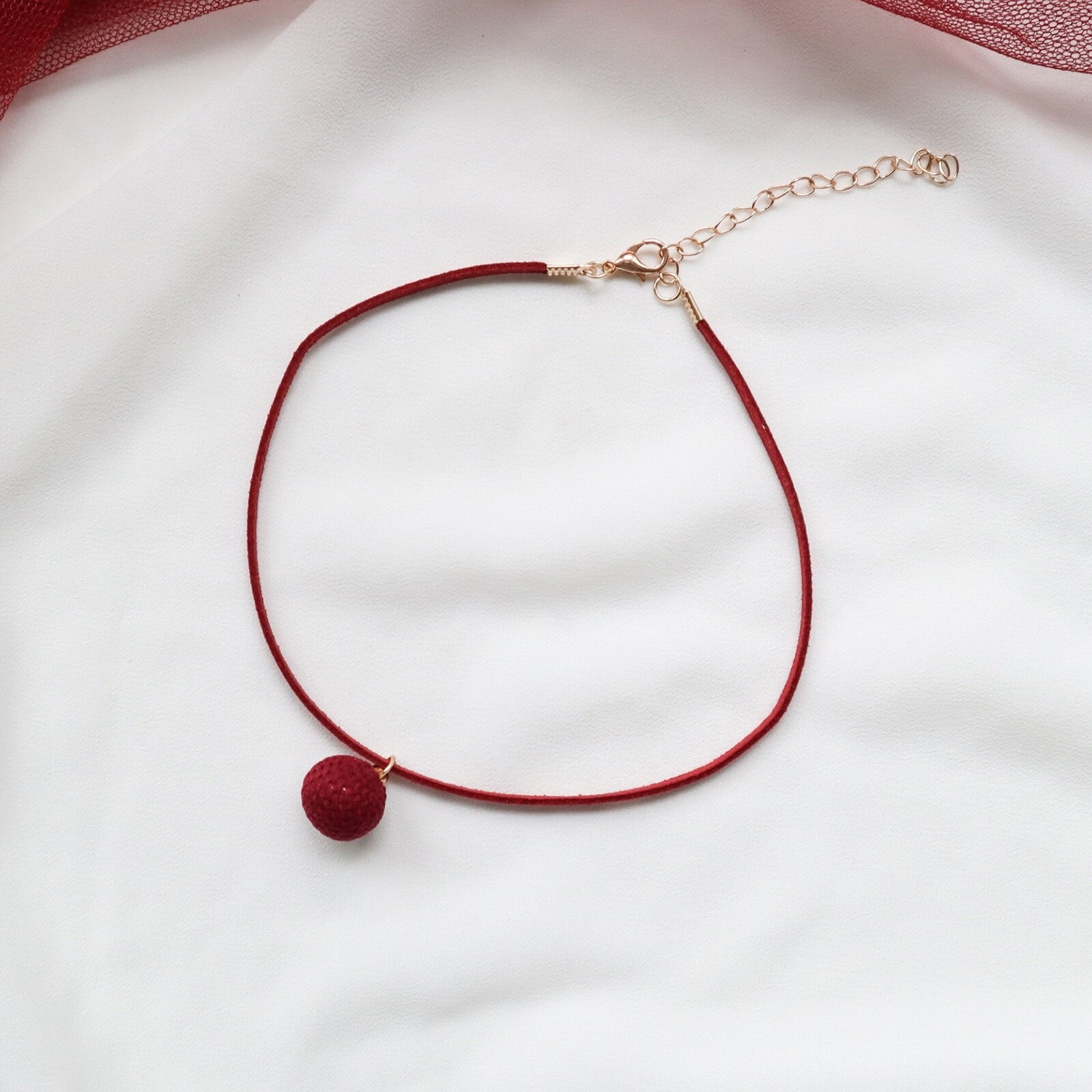 Doreen Box Velvet Choker Necklace Wine Red Rose Flower Crane Pendants Women Collar Chains Party Club Girls Jewelry,1PC: 8
