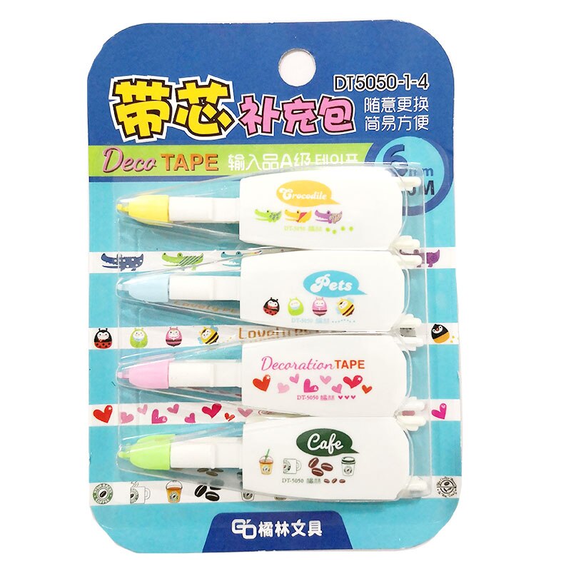 4 Stks/set Korea Creatieve Correctie Tape Refill Pack Leuke Sticker Voor Kids Cartoon Speelgoed Leermiddel