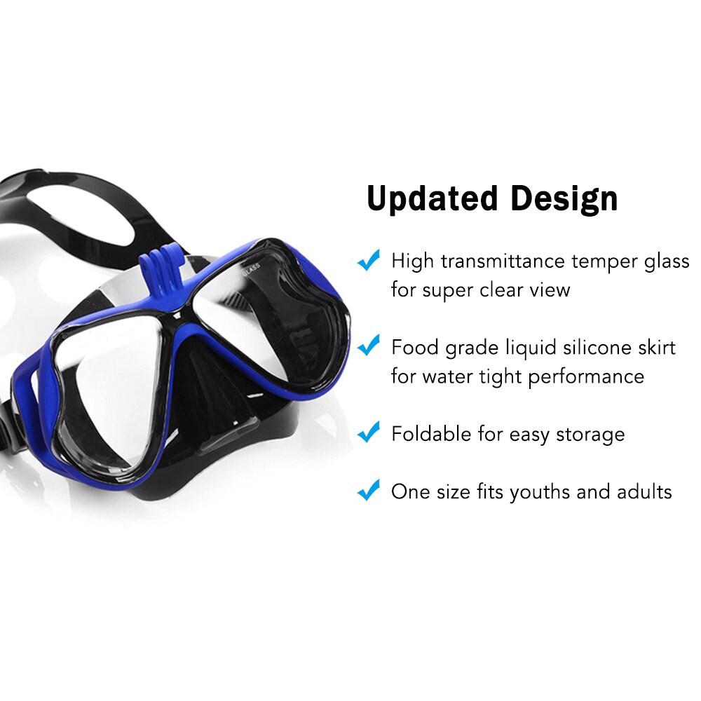 Dry Snorkel Mask Set Snorkeling Gear Foldable Snorkel Goggles Anti Fog Tempered Glass Snorkel Goggles for Swimming Scuba Diving