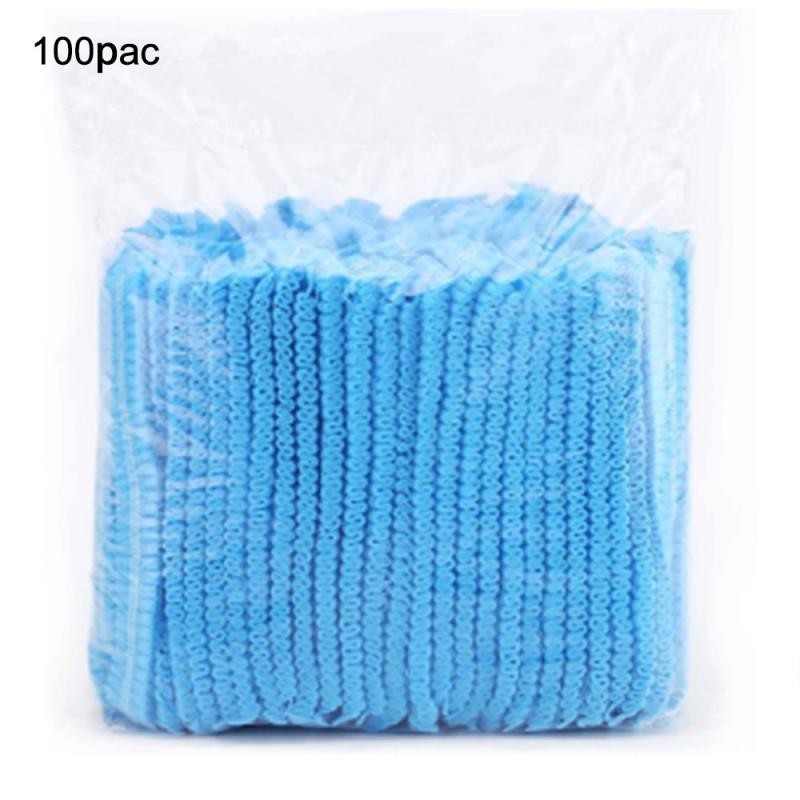 100Pcs Disposable Salon Hair Hat Anti Dust Net Bouffant Cap Non-Woven Head Cover Hat Elastic Cleaning Hair Protect Hat: Default Title