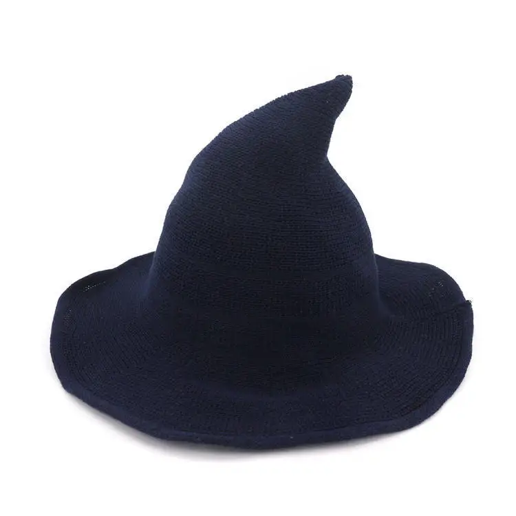 Fashionable Casual Witch Hat Magician Witch Hat Halloween Hat Wool Wizard Hat: GRAY