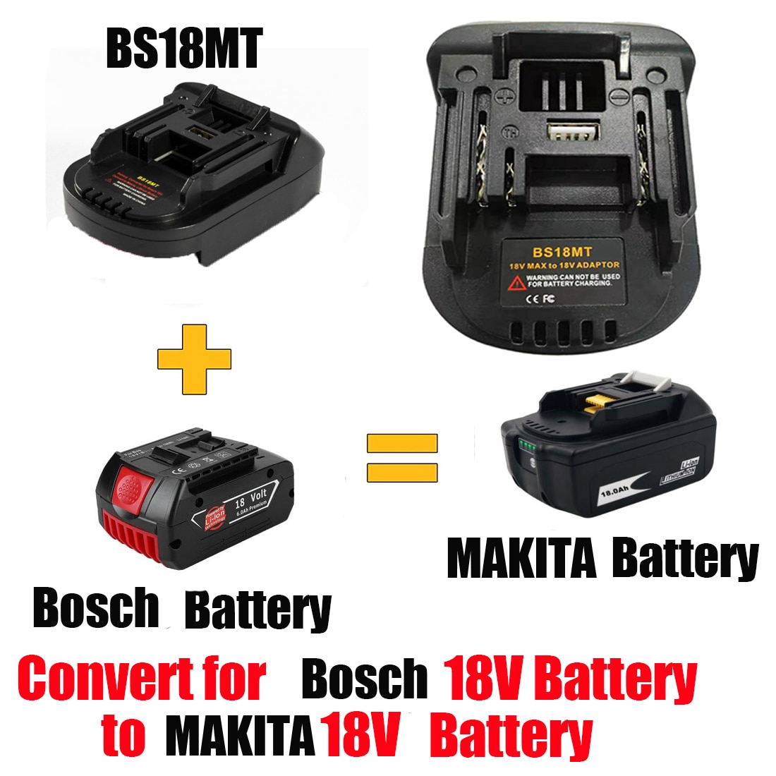 Bs18mt akkusovittimen muunninta usb boschille 18v bat 619g/620 paristoa muunnetaan makita 18v bl 1860 litiumparistoksi