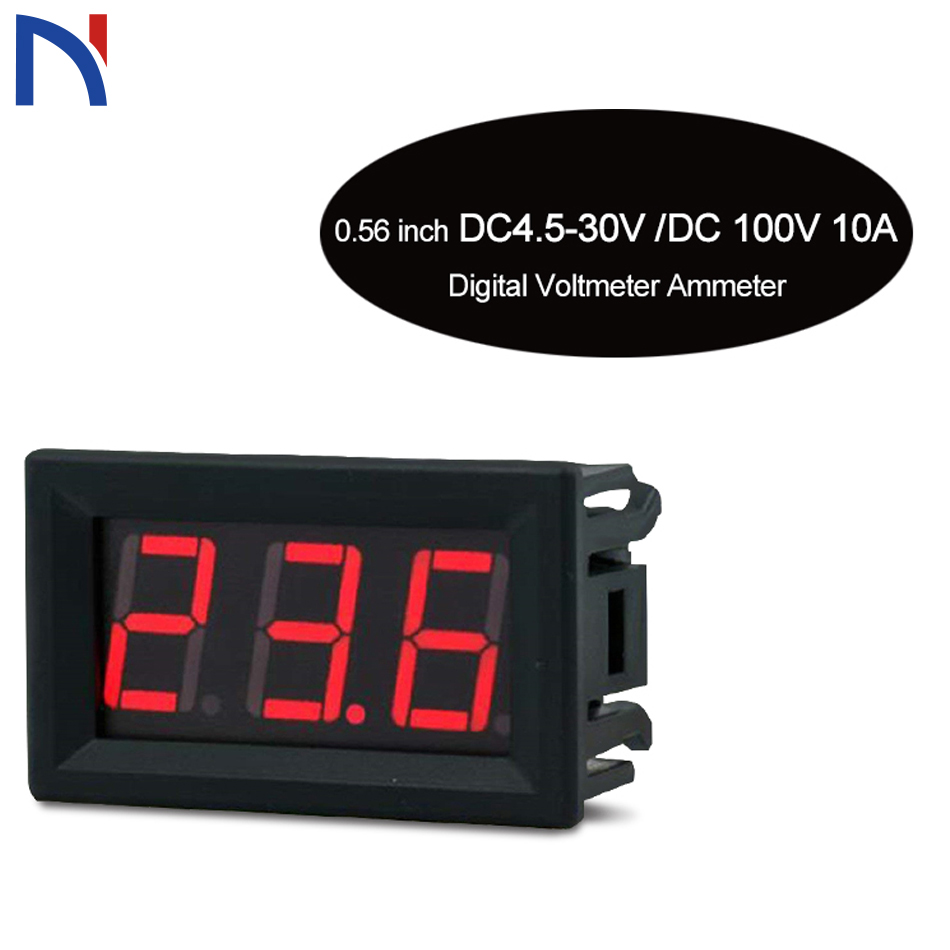 0.56Inch Mini Digitale Voltmeter Ampèremeter Dc 100V 10A Voltmeter Current Meter Tester Blauw + Rood Dual Led Display groen Rood Geel