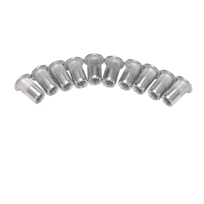 M5 Aluminum Flat Head Rivet Nut Insert Nuts Silver Tone 20Pcs