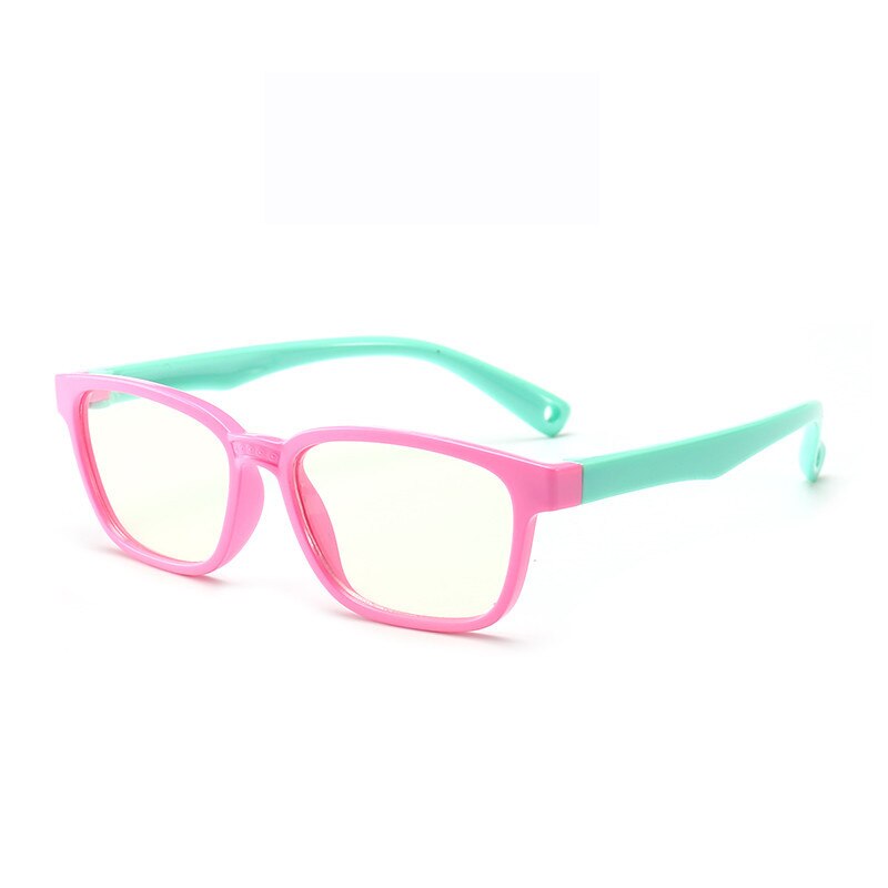 Børn anti blåt lys briller drenge piger læsebriller blødt silikone stel sikre læsebriller til computer telefon  uv400: Lyserød grøn