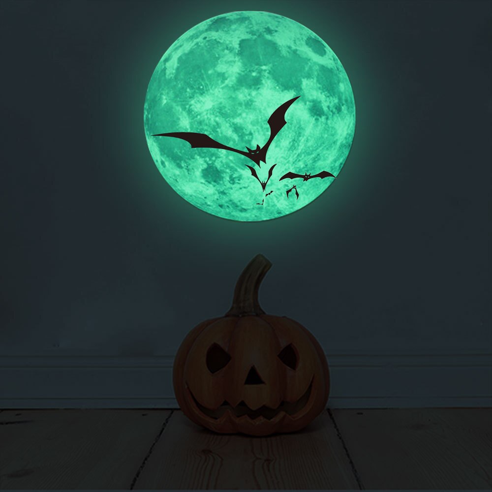 Halloween dekoration flagermus heks måne slot glødende klistermærker glød i mørket klistermærke hjem soveværelse stue vægindretning