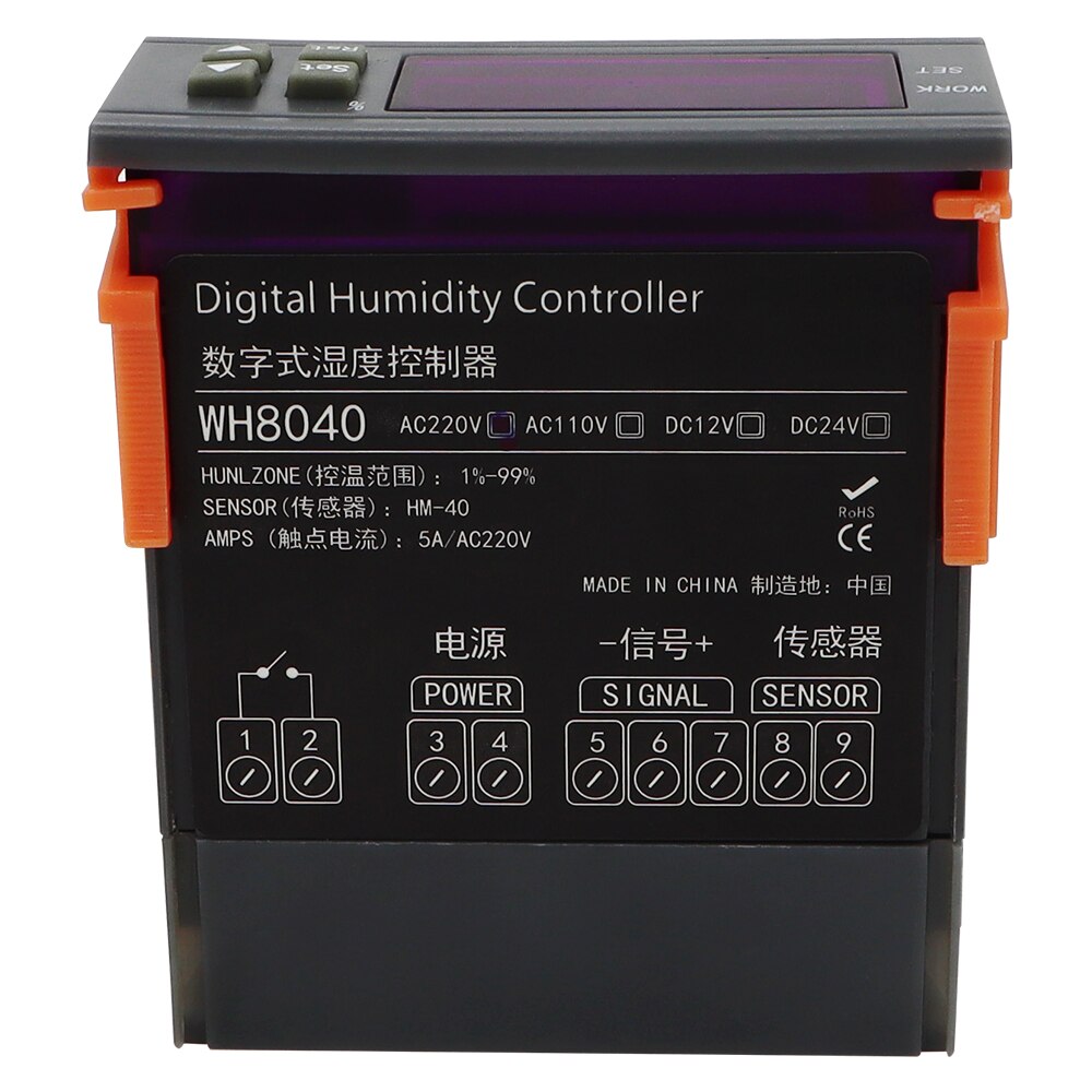 Contrôleur numérique d&#39;humidité WH8040, Instrument électronique de contrôle d&#39;humidité, régulateur avec interrupteur et hygromètre 1-99% 12V 24V 220V