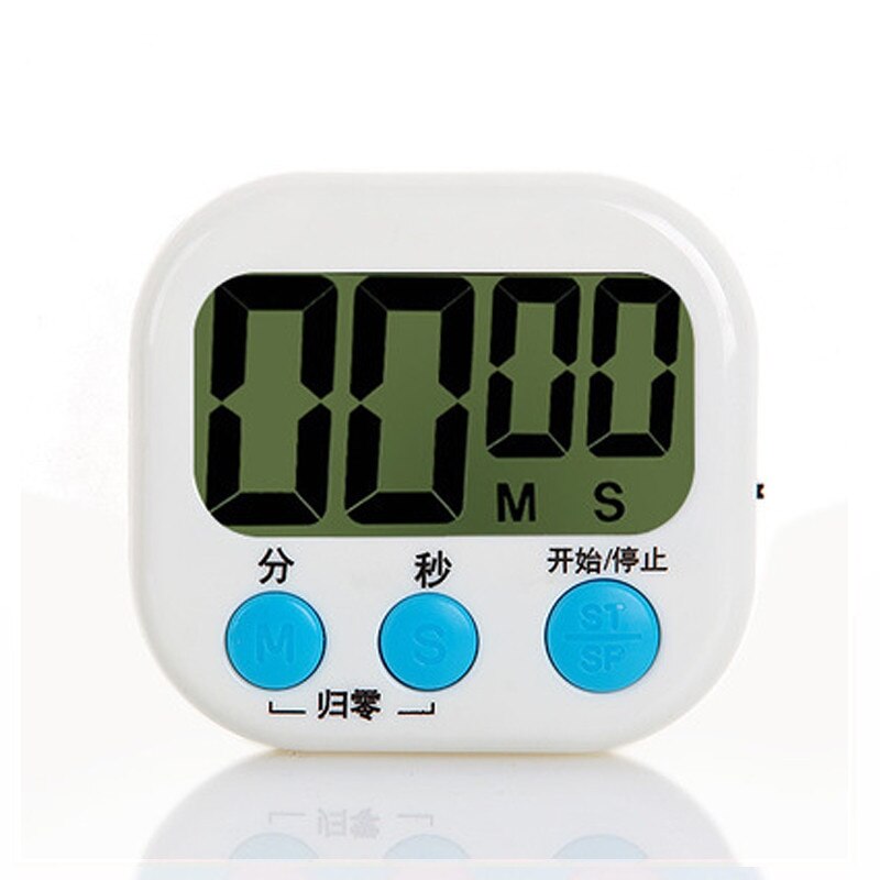 Super Thin LCD Digital Screen Kitchen Timer Square Cooking Count Up Countdown Alarm Sleep Stopwatch Temporizador Clock: white