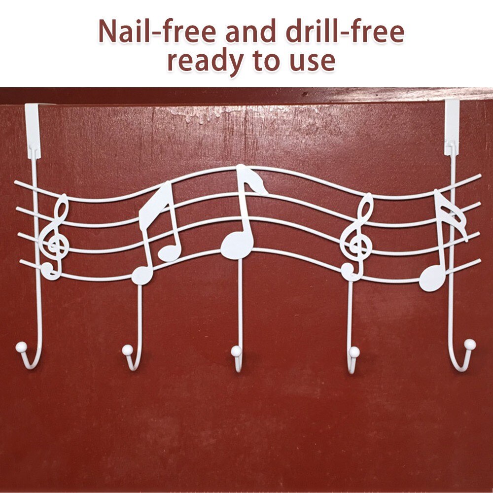 Punch-Gratis Smeedijzeren Deur Achter Haak Rack Landelijke Music Note Stijl Metalen Kleerhanger Boor-Gratis En nail-Gratis Thuis Opslag