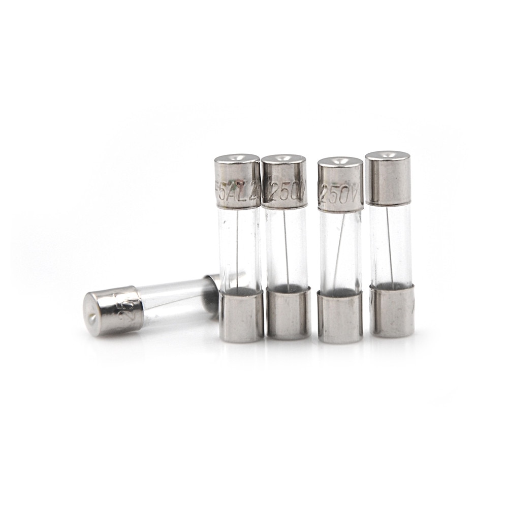 100 Stks/partij Glas Zekering Buis 0.5A 1A 3A 3.15A 5A 10A 15A 20A 5*20 Mm