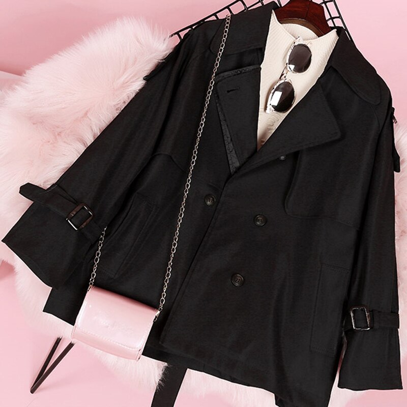 Aelegantmis kvinnor lång trenchcoat höst vinter vintage skärp dubbelknäppt khaki trench ytterkläder slim kontorsrock