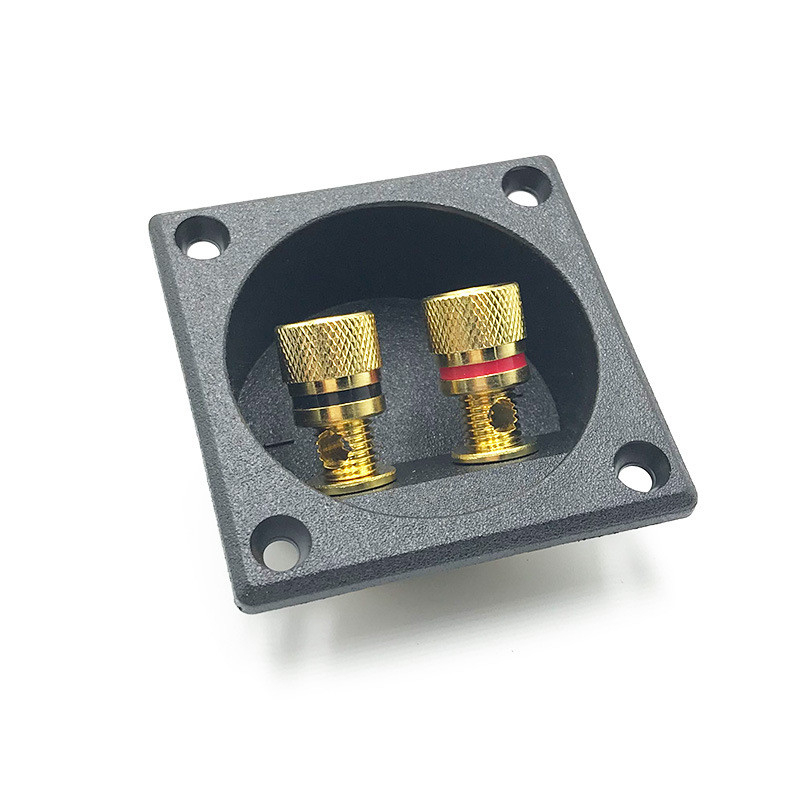 Terminal de caja de altavoz de 2 vías HIFI estéreo para coche, Conector de copa de resorte cuadrado redondo, poste de encuadernación, Subwoofer, enchufe y conector, 1 ud.
