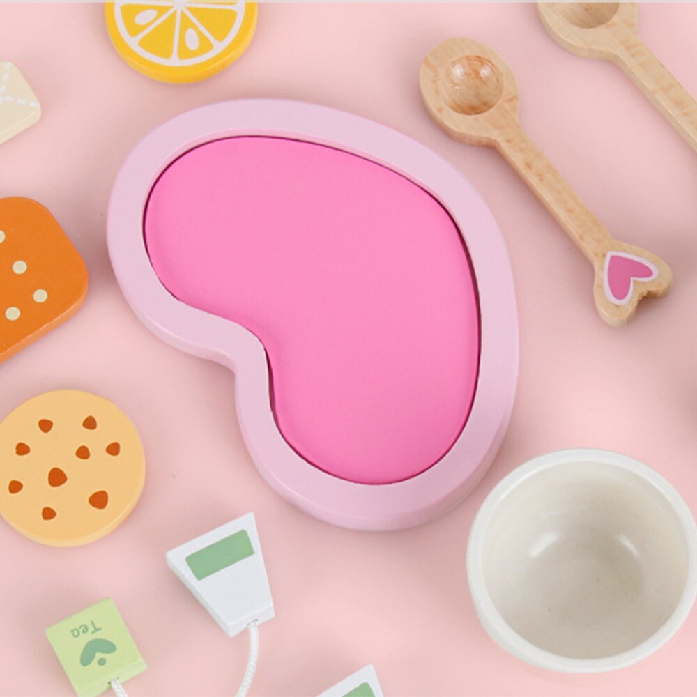 1 Set Role Play Wooden Tea Service Plate Role Play Props Educational for Child: Default Title