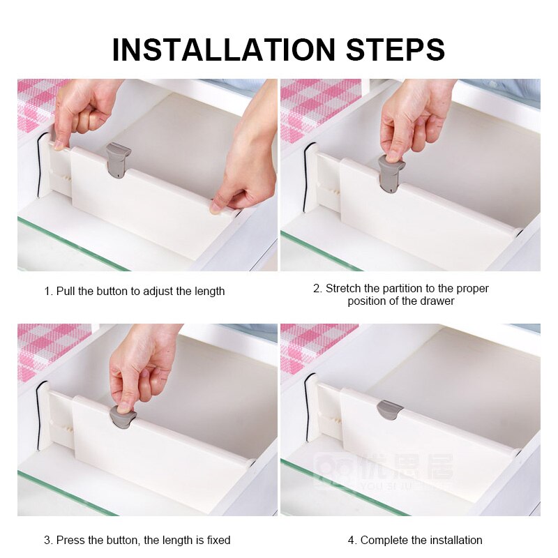 Adjustable Plastic ABS Drawer Partition Board Divider Holder Partition Drawer Organizer Storage Clothes DIY Home Accessories