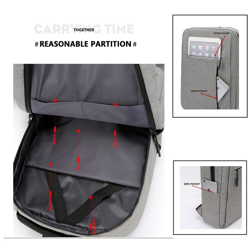 Sac à dos avec chargeur USB pour homme, sacoche à bandoulière de styliste, grande capacité, Simple, à la