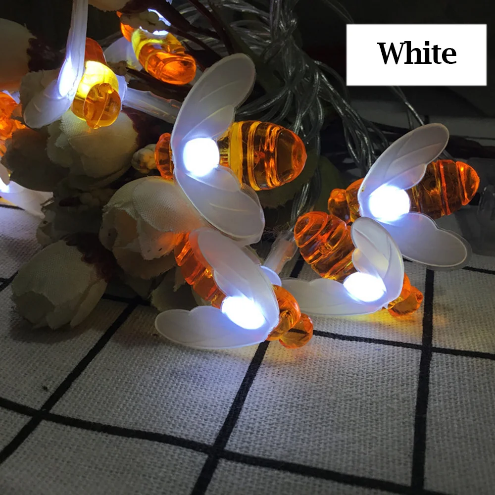 AlliLit 100 LED Solar Bee String Lampe Outdoor Lichterkette Baum Weihnachtsgirlande 8 Modi Wasserdicht Terrasse Garten Party Dekor: WHITE / 6-10W