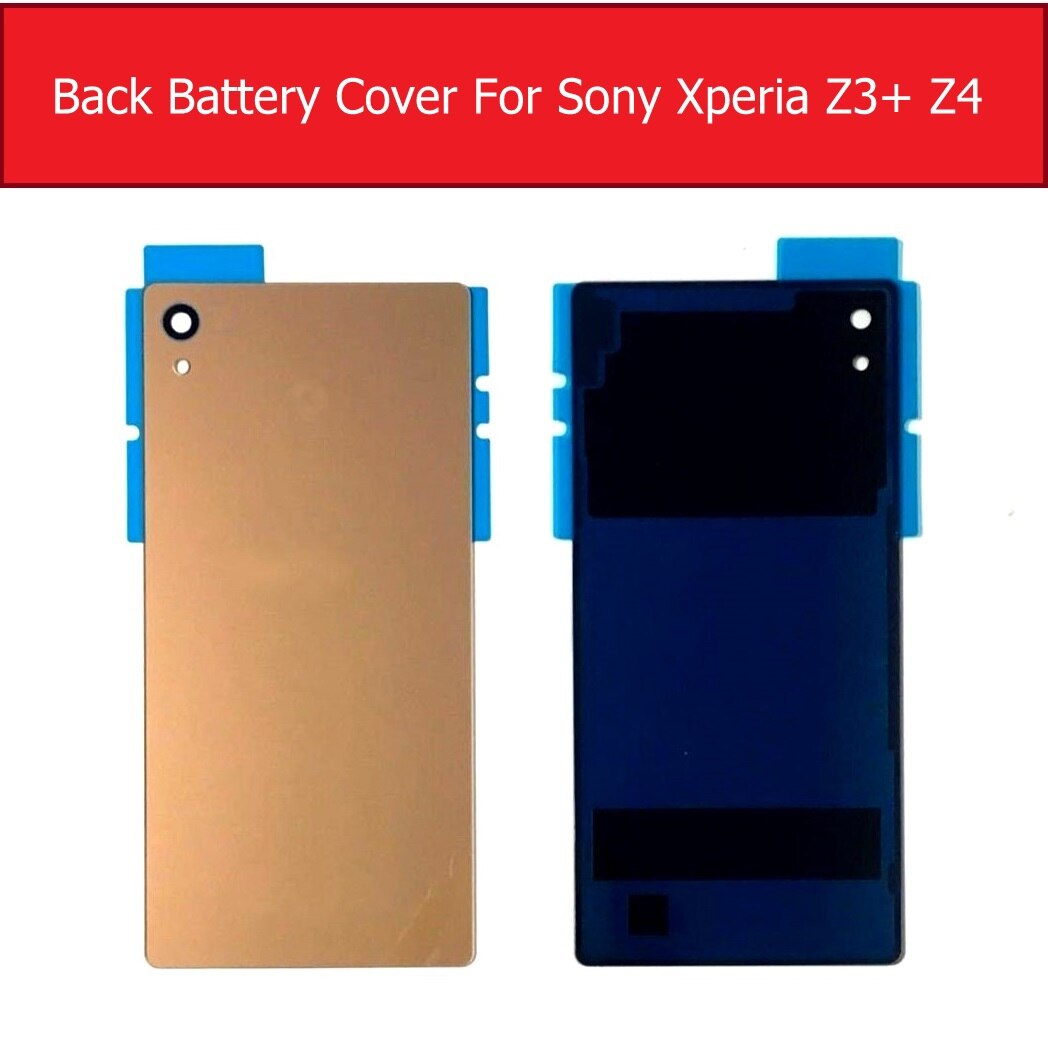 Back Battery Door Housing Glass Cover for Sony Xperia Z4 Z3+/Z3 Plus E6553 E6533 SO-03G Rear Glass Cover case + 1piece Film free: Gold