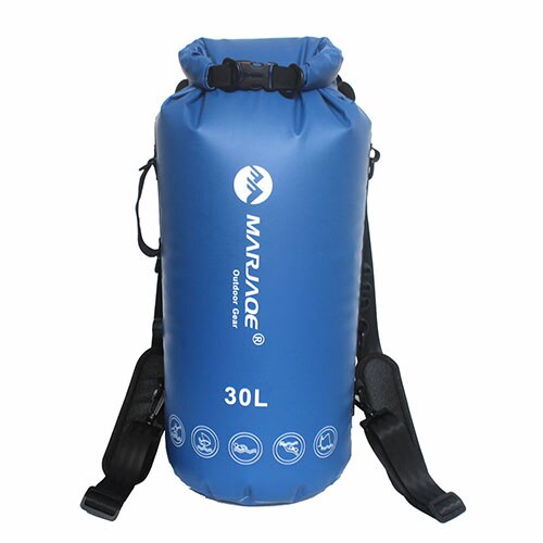 Marjaqe 30l muitifunktionel holdbar ultralet rafting camping vandring svømning vandtæt taske tør taske udendørs rejsesæt: Blå 30l