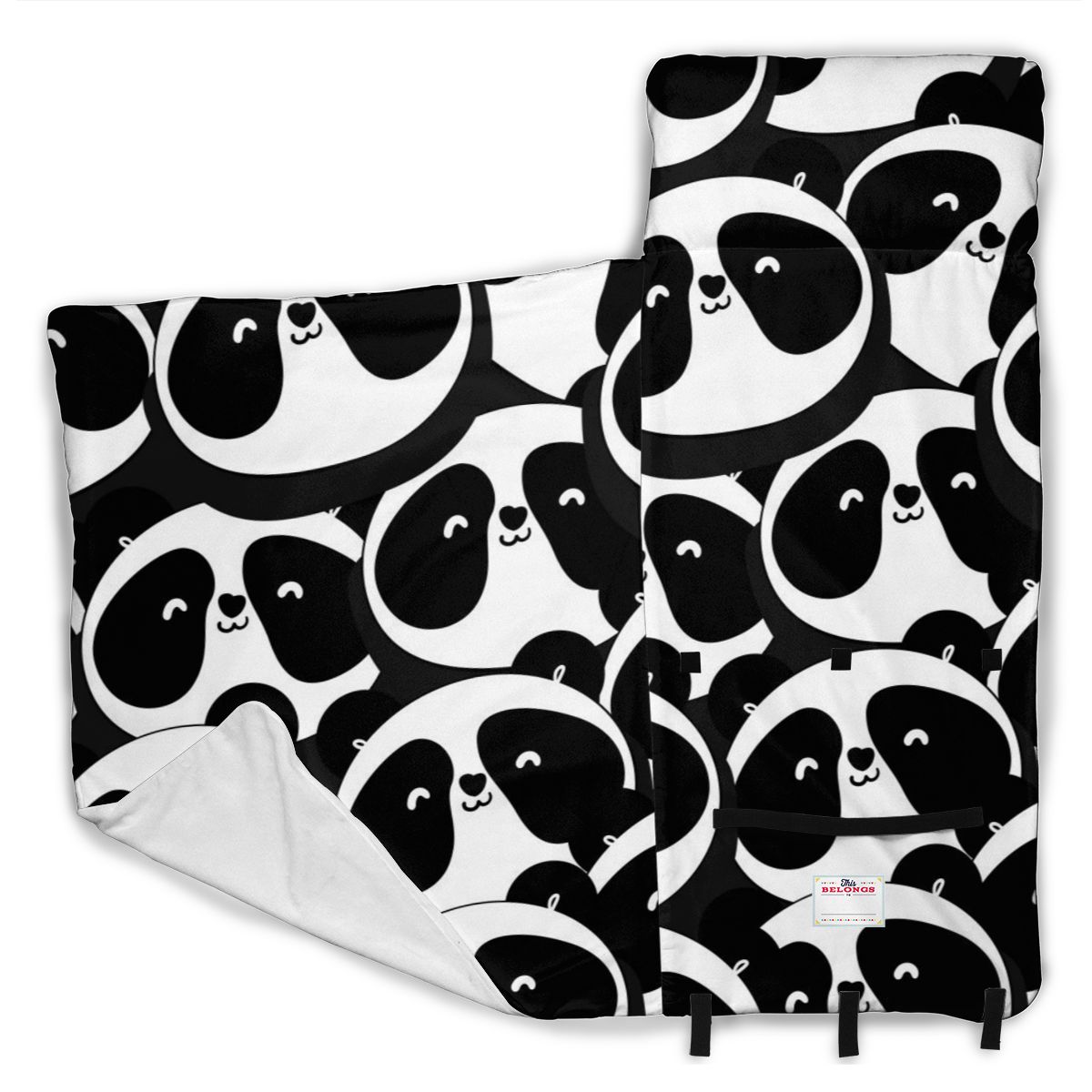 Panda noir et blanc têtes matelas enfant en bas âge sieste tapis de couchage maternelle enfants ensemble de literie avec oreiller