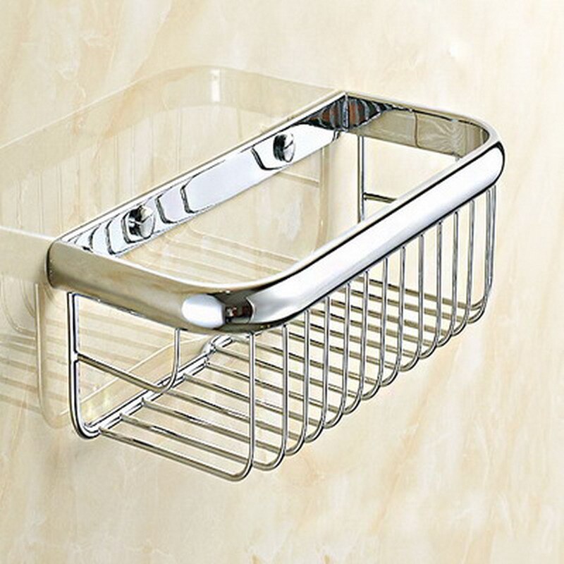 Bathroom Accessories Chrome Brass Collection, Towel Ring, Paper Holder, Toilet Brush, Coat Hook, Bath Rack, Soap Dish aset005: Shower Basket