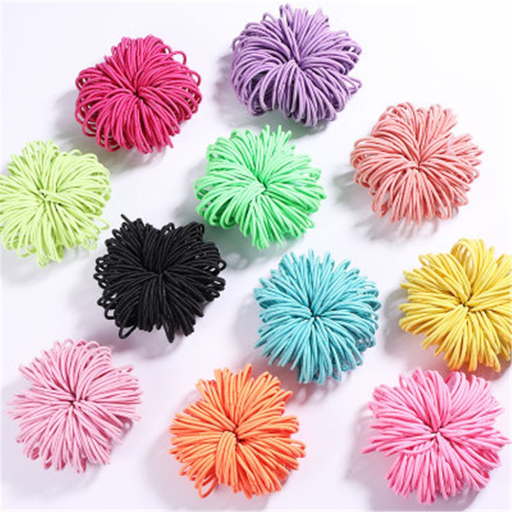 100 stks/partij Meisjes Snoep Kleuren Nylon 3CM Elastiekjes Kinderen Veilig Elastische Haarbanden Paardenstaart Houder Kids Haar Accessoires