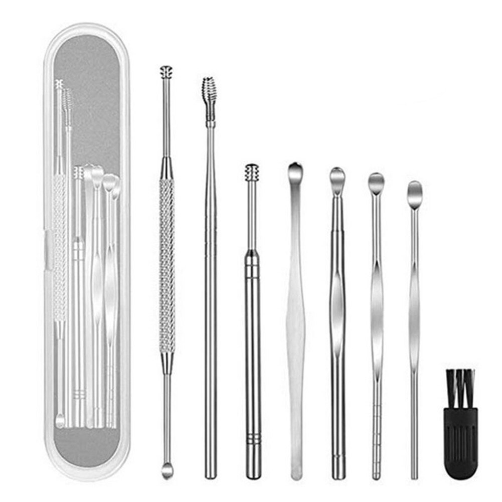 Newly Earwax Removal Cleaner Tool Kit 8-Piece Earplug Kit with Storage Box Stainless Steel Spiral Ear Curette Set 19ing: Default Title