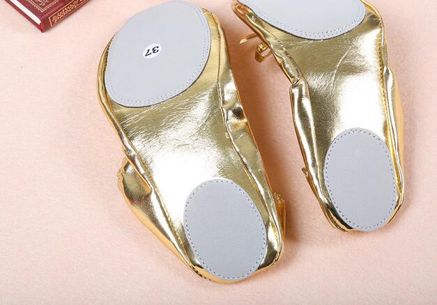 Women Belly Dance Shoes Golden Leather Ballet Shoes Practice Dancing Shoes Butterfly Decorated Size34-41