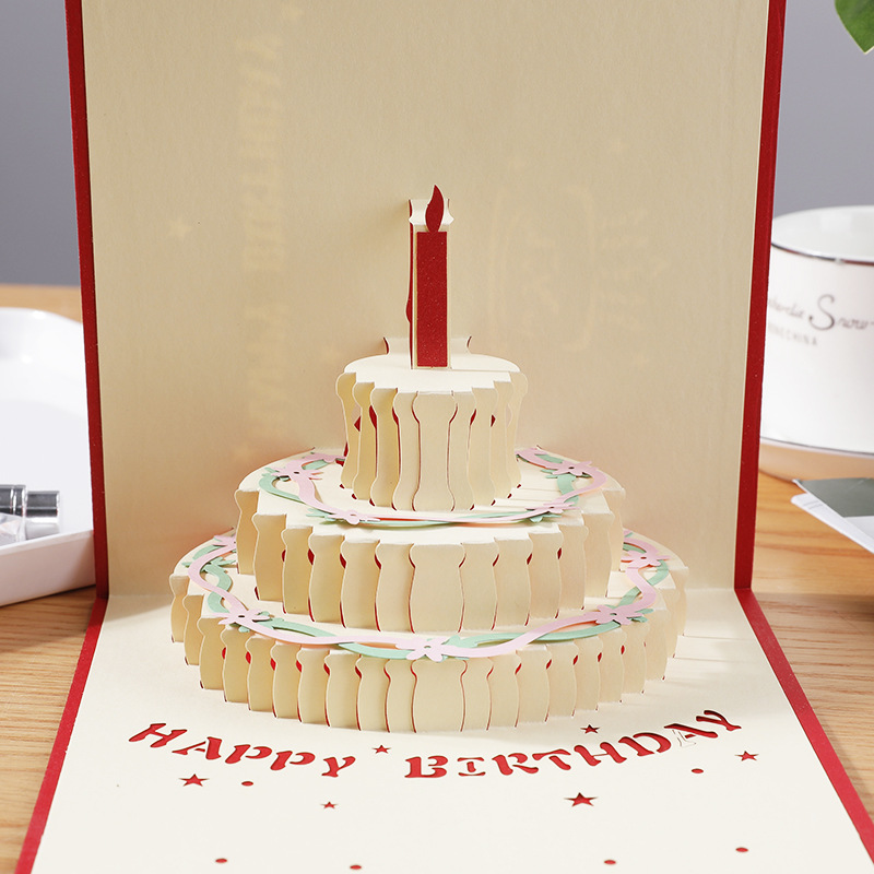 Hollow Paper Cut Paper Sculpture Greeting Card Festival Postcard Decoration 3D Cake Birthday Wishes Greeting Card