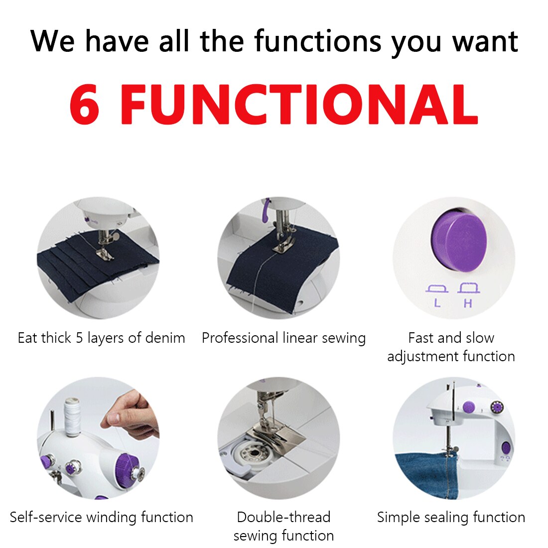 Mini Handheld Pedal Sewing Machines Dual Speed Double Thread Multifunction Electric Automatic Tread Rewind Sewing Machine