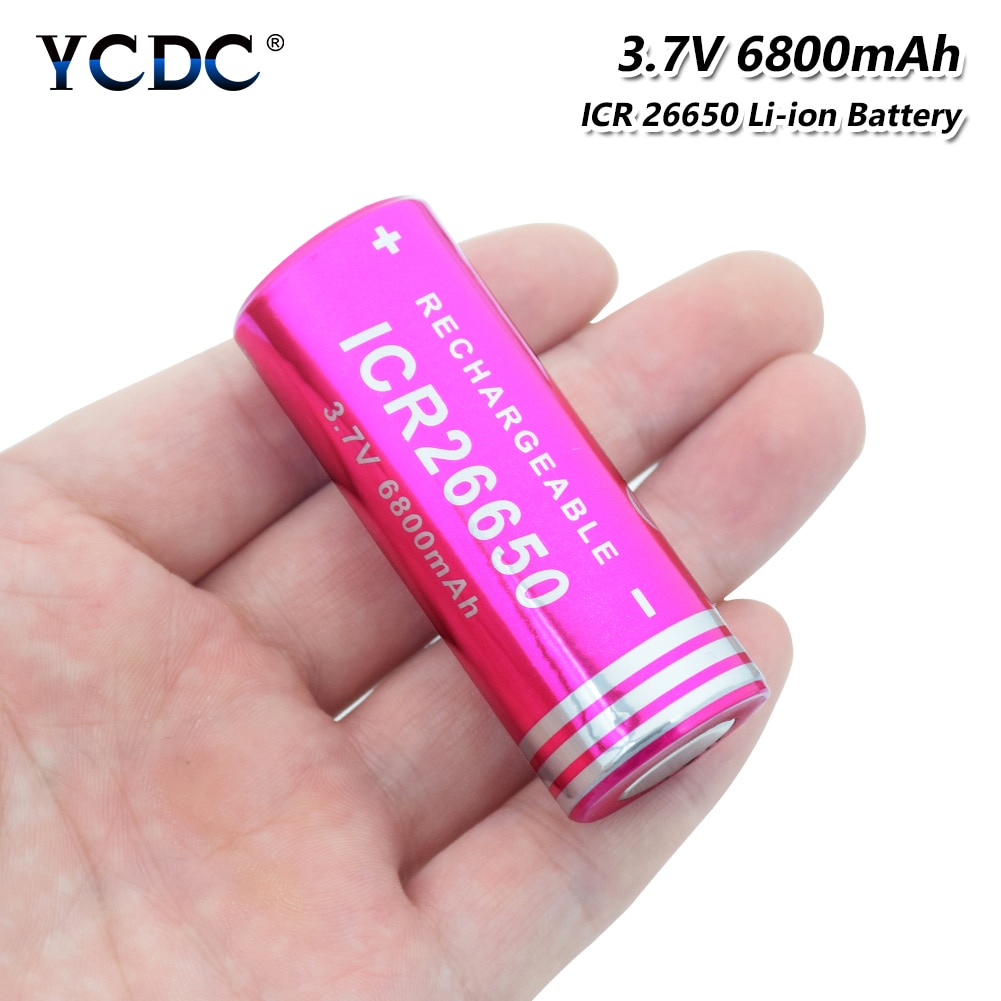 1/2/4 pièces 3.7v Volt ICR 26650 6800mAh Lithium Ion Li-ion 26650 batterie Rechargeable pour lampe de poche LED lampe frontale