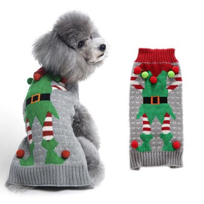 DOGGYZSTYLE Weihnachten Haustiere Hund Kleidung zur Seite fahren Rentier Mantel Jumper Kleidung Weihnachten Kleidung Große Hunde XXL: grau Elf / L