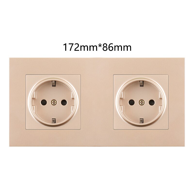 EU Europe Wall Power Socket Home Plug Socket Electrical Outlet Gold Plastic Double Triple Triple Quadruple 146Type Spain Russia: 172mm-86mm