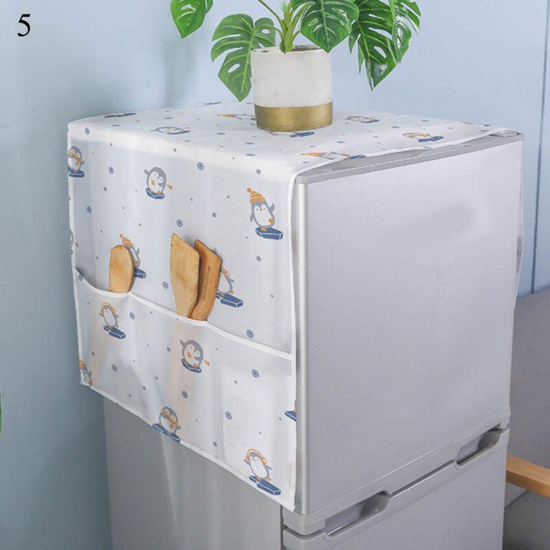 Blomsterprintet køleskab støvtæt betræk med lomme farverigt vaskemaskine betræk hjem tekstil støv klud: 5