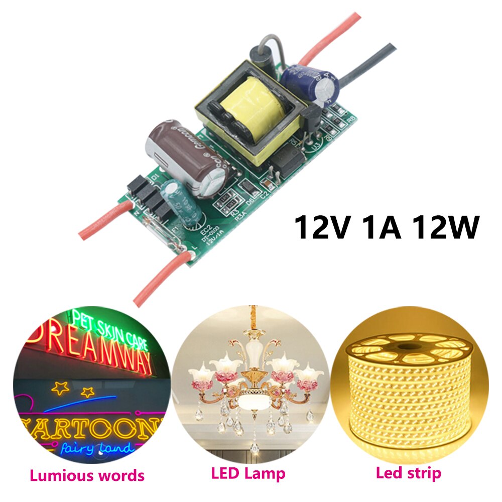 LED Driver Transformator 220v naar 12V volt voeding 1A 2A 12W 24W Driver voor leds strips plafondverlichting Lamp Fix