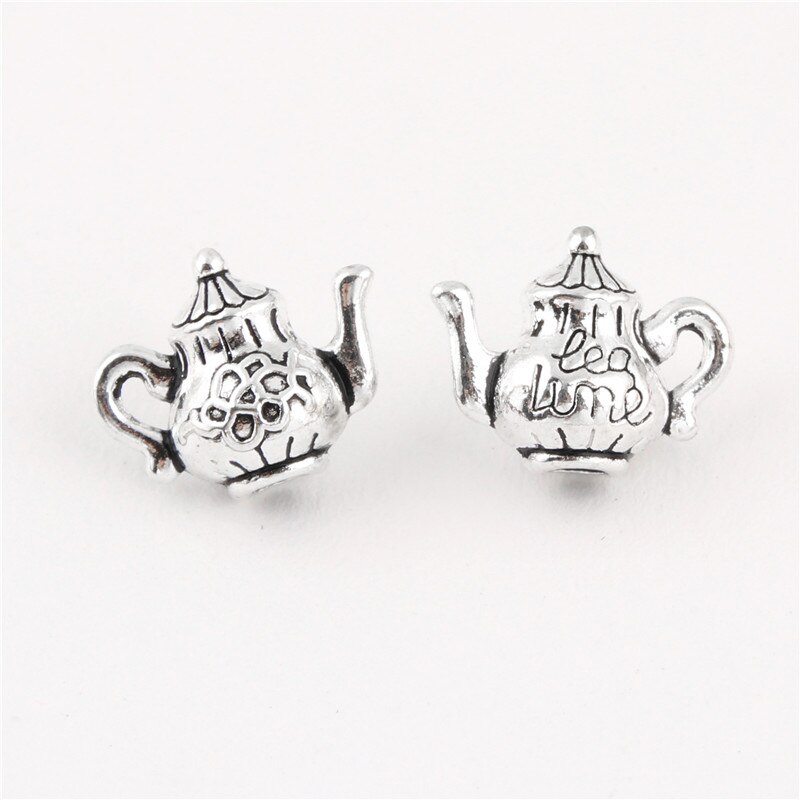 15 st silverfärgad 3d vattenkokare berlocker tekanna hänge gör metallhalsband hantverk smycken 13 x 1mm a3103