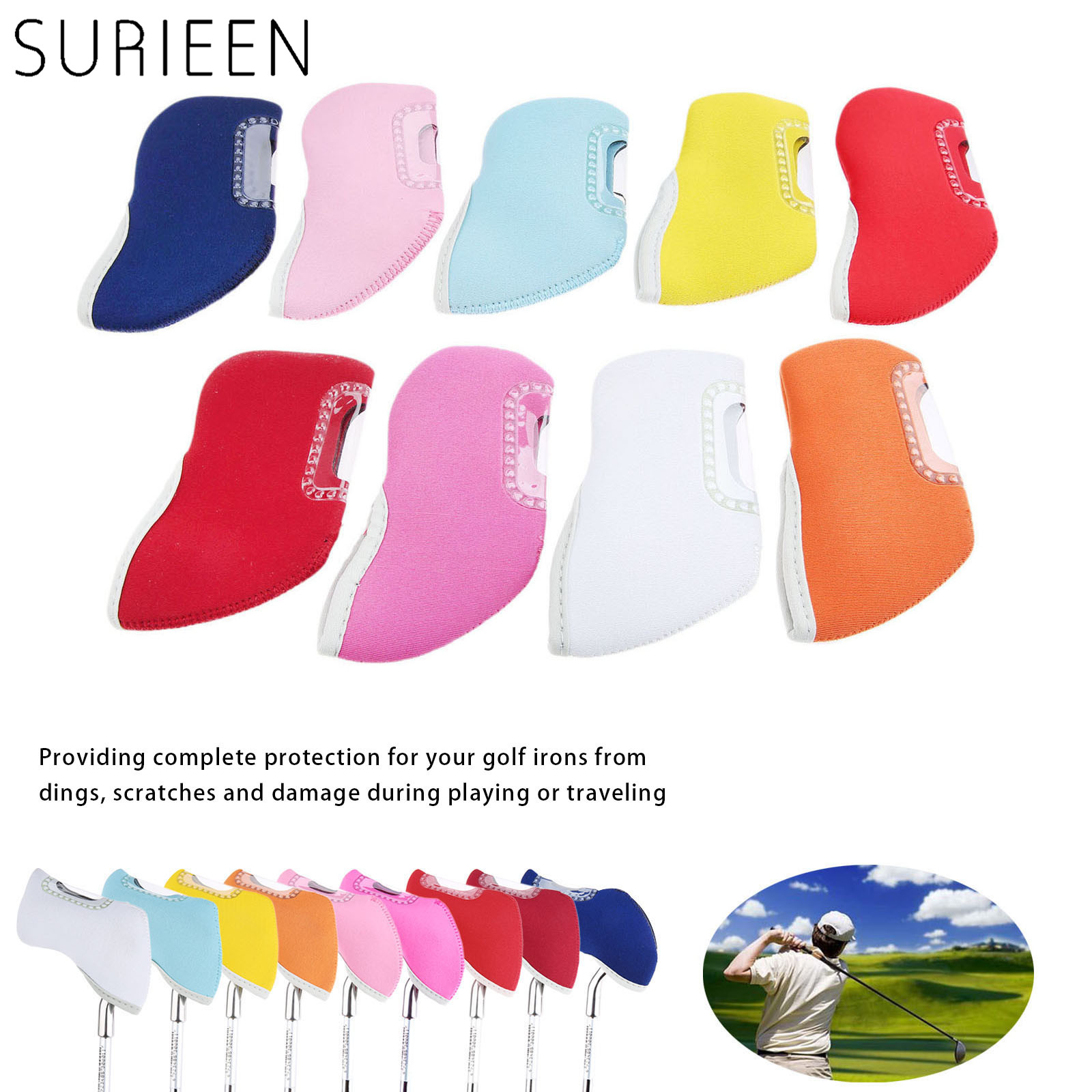 Housses de tête en fer Golf, protection de la tête en fer pour le Golf protection de la tête en fer pour le Club de Golf, accessoires de Golf, 9 couleurs, 10 pièces
