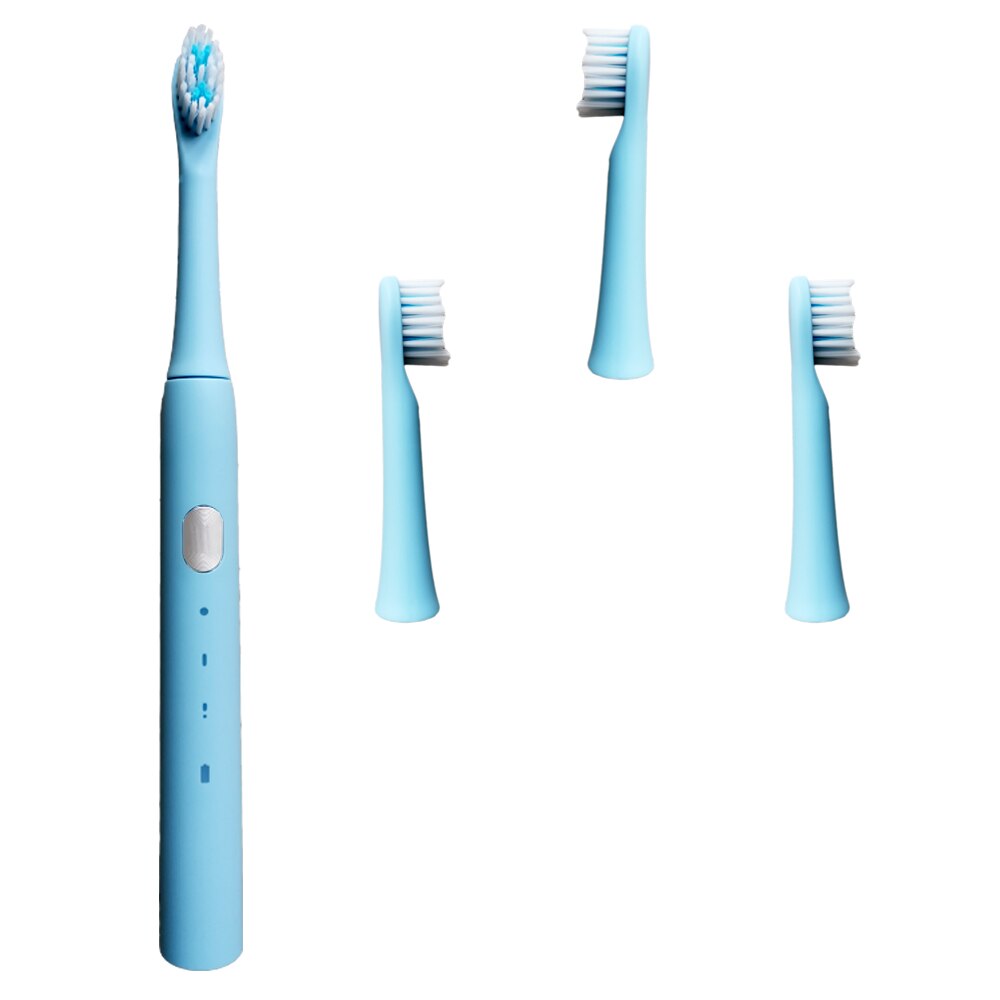 Sonic sähköhammasharja usb ladattava kannettava hammasharja hampaiden puhtaaseen elektroniseen hammasharjaan matkoille ja kotikäyttöön: Sininen 4 päätä