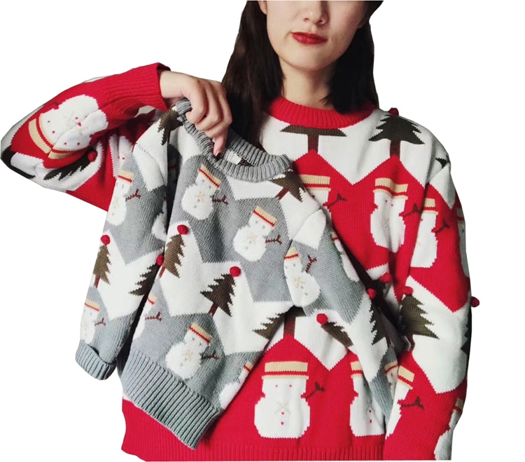År familie juletrøjer julestrikkede varme broderier voksne børn pulloversweatshirt mor og pige sweatere