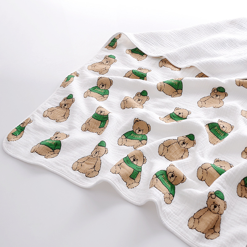 Manta de algodón puro, Toalla de baño para bebé, de cuatro capas gasa, suave manta transpirable para niños, manta fresca para el verano 105x105cm: 03