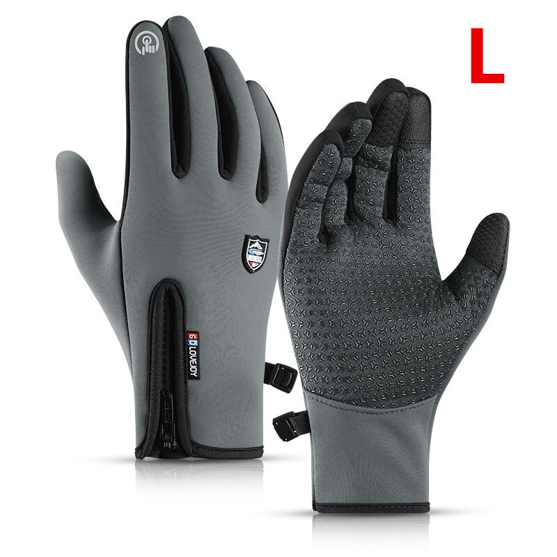 Xiaomi Outdoor Cycling Gloves Winter Warm Fleece Ski Full-finger Gloves Touch Screen Windproof Waterproof Glove for Women Men: Grey L