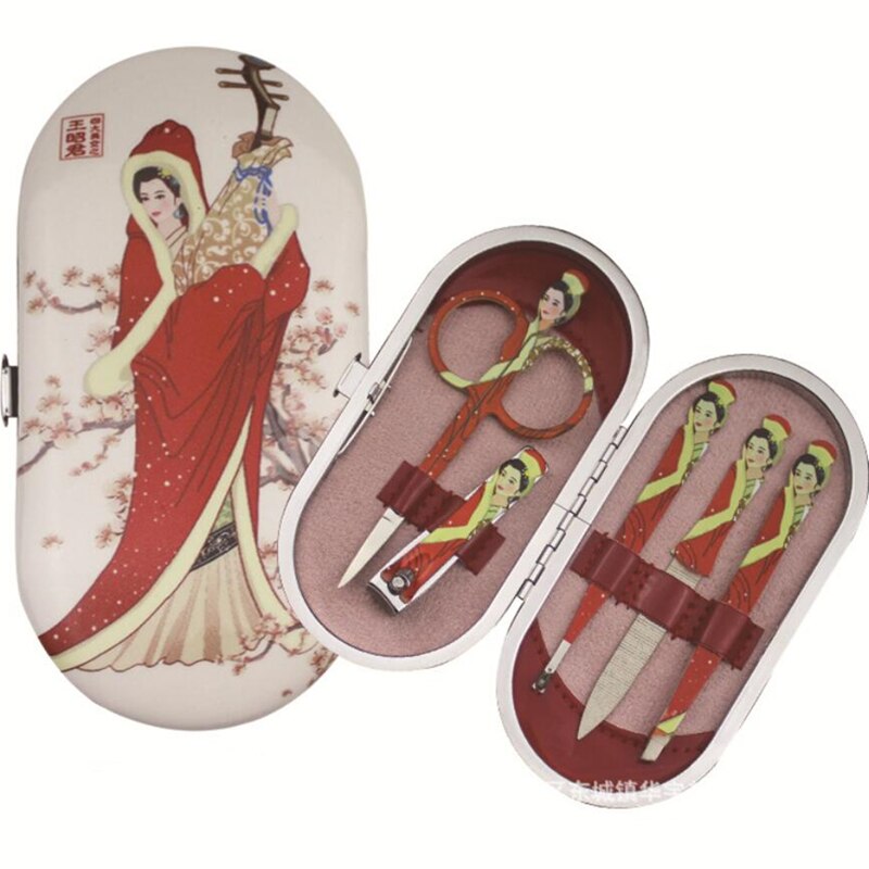 5- delige set nagels, kunst wenkbrauwen schaartje neustrimmer manicure make-up tools schaartje nagelknipper nagelriemknipper manicureset: Grijs